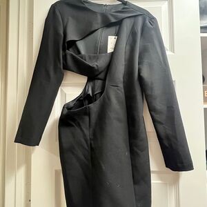 Zara Black Asymmetrical Cut-Out Dress